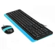 Комплект (клавиатура и мышь) A4Tech Fstyler F1010, USB, 1.5m, Black/Blue - изображение 2