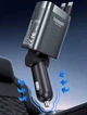 Автомобильное зарядное устройство от прикуривателя 12-24V 4в1 Toocki CC42 105W для телефона планшета в авто USB Выдвижной кабель 2 Type-C PD PPS 75см индикатор напряжения Зарядка автомобильная распределение мощности Black - изображение 8