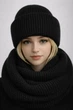 Жіночий в'язаний комплект шапка + хомут Анжеліка (One-Size) Чорний - зображення 1