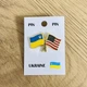 Значок-пін два прапори Україна та США | Патріотичний металевий значок - зображення 2