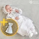 Набор одежды для крещения девочки с серебряно-белой вышивкой Мамине Сонечко 62 размер Княжна лен белый + мешочек для локона у подарок (арт. 11106-1) - изображение 1