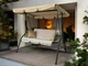 Садовые качели IdealGarden 3‑местные, бежевые в полоску металл + ткань, 172×110×154 см, 240 кг - изображение 6