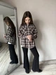 Рубашка для девочки подростковая детская в клетку сорочка оверсайз из фланели хлопковая байковая с длинным рукавом IRmAS 1331 рост размер 140 коричневая шоколадная - изображение 6