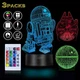 3D Нічник Star Wars 3-в-1: Смертельна Зірка, R2-D2, Сокіл Тисячоліття — 16 кольорів , Пульт ДУ , живлення USB або батарейки - зображення 3