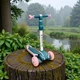 Дитячий самокат Maraton Flex Pink-Green 2 в 1 триколісний складаний толокар прогулянковий самокат для дітей регульоване сидіння PU поліуретанові колеса заднє ножне гальмо легкий та стійкий - зображення 4