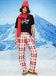 Женские Фланелевые птжамные штаны Old Navy бело/красная клетка, XS - изображение 4