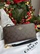 Гаманець чорний коричневий Long Zip Around Wallet With Detachable Card Case In Signature Canvas натуральна шкіра + подарункове пакування - изображение 8