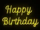 Неоновая вывеска Happy birthday 510x310 Лимон-желтый - изображение 1