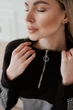 Спортивный трикотажный женский костюм со вставками в гусиную лапку прогулочный комплект из двунитки 42-44, Черный - изображение 2