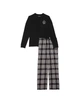 Бавовняна піжама (лонгслів + штани) Victoria's Secret Flannel Short-Sleeve Long Tee-Jama Set S Regular Чорна (2671316D) - изображение 3