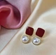 Сережки жіночі з підвісками 3х1.5 см jewelry Бордові - зображення 1