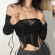 Кофтинка з відкритими плечима Honey Fashion Accessories XS/S/M чорний (50к014) - изображение 2