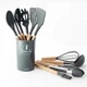 Набір кухонного приладдя (12 предметів) Kitchen Set RB-2239 антибактеріальні, силіконові, чорні - зображення 2