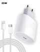Комплект Зарядний пристрій Foxconn зі швидкою зарядкою 35W USB-C + Кабель USB-C - Lightning 1 м White для Apple iPhone (37432b) - зображення 1