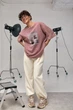Оверсайз футболка з принтом "Coffee Cups" - колір пудра, ONE SIZE - изображение 4