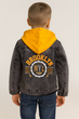 Лёгкая детская джинсовая куртка Panda Brooklyn с капюшоном, 4–10 лет,116, Серый с желтым - изображение 2