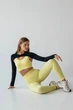 Женские бесшовные леггинсы в рубчик с моделирующим швом Giulia FLEXING LEGGINGS POWER XXS/XS Yellow-lemon grass, лосины с эффектом push up, из микрофибры - изображение 5