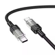 Кабель HOCO U129 Spirit Type-C to Type-C 1.2 м Black (PD 60W, Transparent) - зображення 2