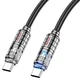 Кабель Hoco U122 Type-C-Type-C PD60W (3A) 1.2м нейлоновий з підсвічуванням для швидкого заряджання та передачі даних Black - зображення 1