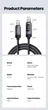 Кабель 1м 240W Toocki Type-C-Type-C PD LED дисплей Быстрая зарядка индикатор Macbook Apple iPhone Samsung - изображение 8
