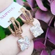Серьги Xuping Jewelry длина 2.7см ширина 1см медицинское золото позолота 18К цирконий с1339 - изображение 5