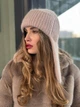 Вʼязана вушанка з ангори жіноча Zefur One size бежева - изображение 2