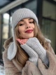 Тепла вушанка та мітенки з натуральної ангори Zefur One size сірі - изображение 2