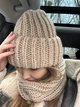 Шапка в'язана на флісі і баф Zefur One size бежевий - изображение 5