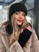Тепла вушанка та мітенки з натуральної ангори Zefur One size чорні - изображение 2