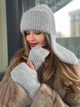 Тепла вушанка та мітенки з натуральної ангори Zefur One size сірі - изображение 8