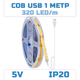 Светодиодная COB LED лента 1 метр с USB, 320 светодиодов на метр - изображение 1