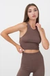 Бесшовный топ в рубчик на широких бретелях Giulia HALTER TOP RIB L/XL Brown-deep taupe, кроп топ с микрофибры - изображение 3