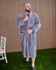 Халат мужской теплый махровый длинный с капюшоном однотонный серый 5XL 10202О - С1 - изображение 1