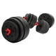 Гантели трансформер превращаются в штангу 3в1 SP-Sport TA-9455-40 40кг (2 грифа l-51см, блинчики, цемент, в комплекте удлинитель грифа l-40см, черный-красный) - изображение 1