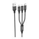 Кабель USB Hoco X76 3-in-1 IP+Type-C+Micro 2A Чорний - изображение 1