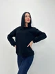 Теплая отдононная женская кофта батник на флисе прямого кроя из трехнитки 50-52, Черный - изображение 1