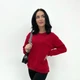 Теплая женская кофта свитшот на флисе базовая свободного кроя 50-52, Красный - изображение 4