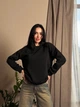 Базовая теплая женская кофта свитшот на флисе свободного кроя 42-44, Черный - изображение 5