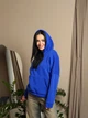 Утепленный женский батник худи с капюшоном на шнурке из трехнитки на флисе 42-44, Электрик - изображение 5