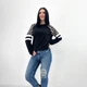 Женская кофта свитшот со вставками свободного кроя из двунитки 42-44, Черный - изображение 4
