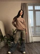 Базовая теплая женская кофта свитшот на флисе свободного кроя 42-44, Капучино - изображение 4