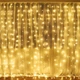 Светодиодная гирлянда штора 3х1,5 м 240 LED с 8 режимами свечения Теплый свет для праздничного декора стен и окон от сети 220 В - изображение 1