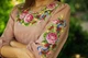 Шифонова сукня з вишитими квітами 3XL Кофейна - изображение 2