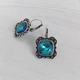 Серьги Hand Made винтажные с кристаллами Swarovski сине-бирюзового оттенка Bermuda Blue - изображение 1