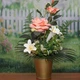 Композиция GALA DECOR из искусственных лилий и роз в золотистом кашпо 30*45 см КЗ-3045 - изображение 2