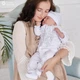 Вышитый костюм для крещения мальчика Мамине Сонечко 50 размер Монохром геометрия серебряная вышивка (вышиванка, брюки, шапка и пинетки), лен белый + мешочек для локона в подарок (арт.12116) - изображение 5