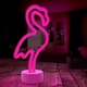 Настольный неоновый светильник "Фламинго" на подставке (на батарейках/USB) 11 x 24 х 8,5 см - изображение 4