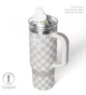 Термокружка з ручкою Cirkul All-Day StrawSip Taupe Tartan із нержавіючої стал 887 мл Білий із сірим - зображення 3