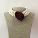 Перлинний чокер «Royal Rose» з об’ємною атласною квіткою Honey Fashion Accessories бордовий (120370) - изображение 4