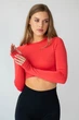 Женский кроп-лонгслив с отверстиями для пальцев Giulia FLEX LONGSLEEVE ACTIVE S/M Red-poppy, спортивный кроп топ - изображение 2